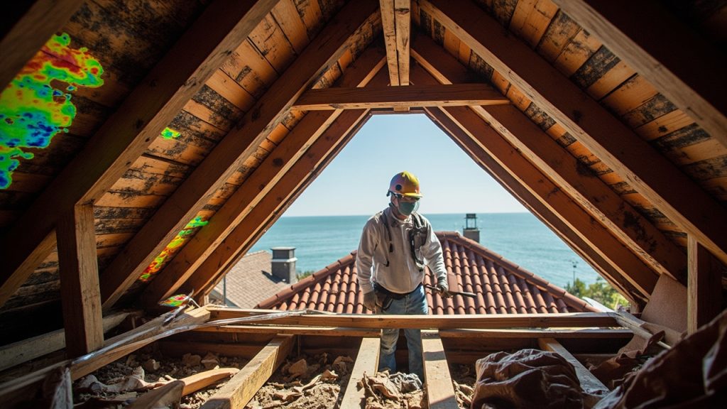Removing attic mold caused by poor ventilation in